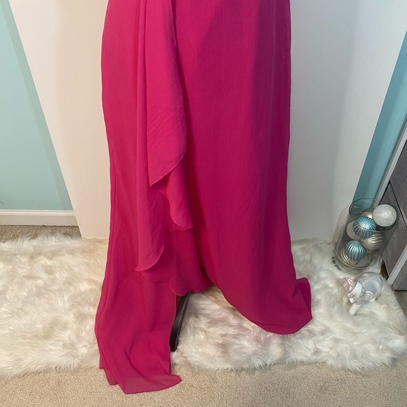 #153 David’s Bridal One Shoulder Cascading Gown size 10 - Picture 6 of 12